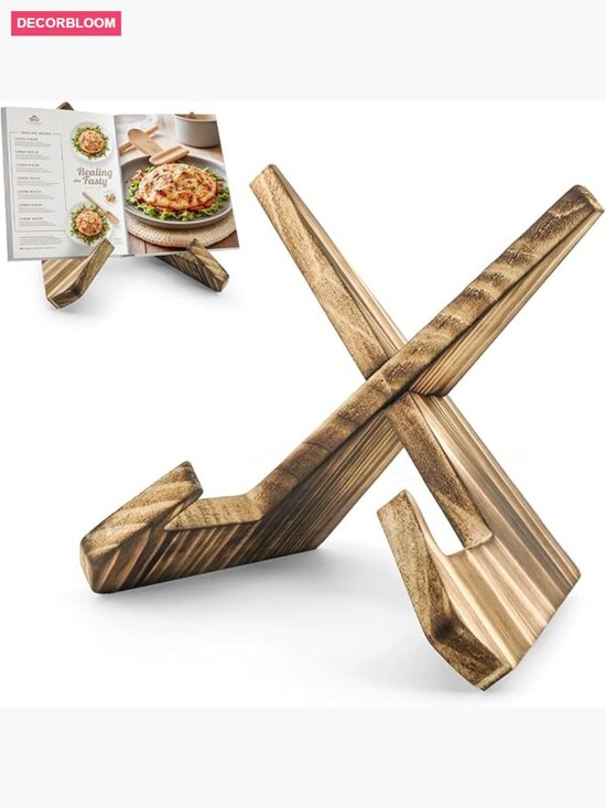 Other - Premium Wood Cookbook Stand - Retro Recipe Holder for Kitchen Counter